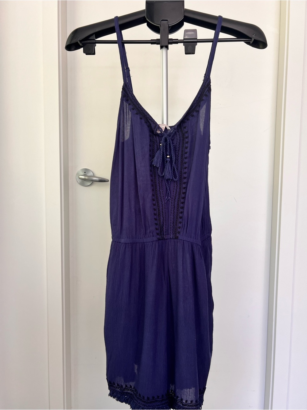 Esprit Deep Blue Tassel-Neck Romper